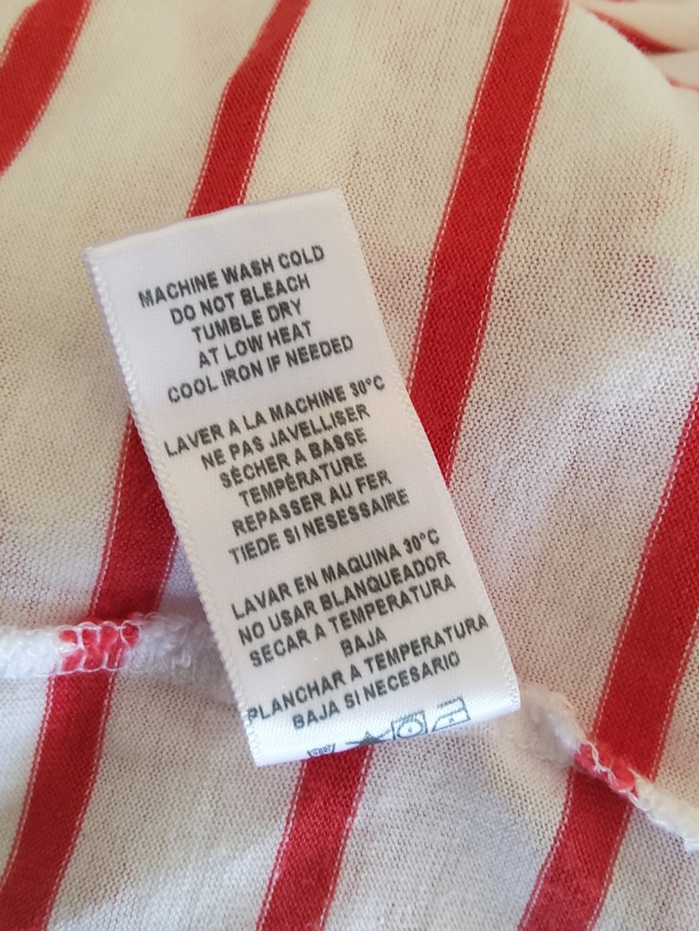NWOT Sundry "Merci" Striped 100% Cotton Long Sleeve Tee Top Size L Red White - Picture 8 of 8